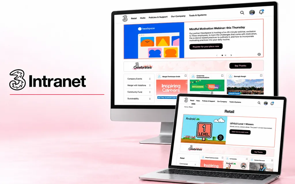 Three Intranet illustrative product mockup
